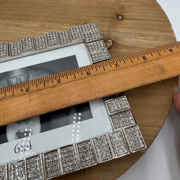 AARON BROTHERS 4 x 6 bling crystal frame shiny bright silver tone picture frame - Picture 9 of 9